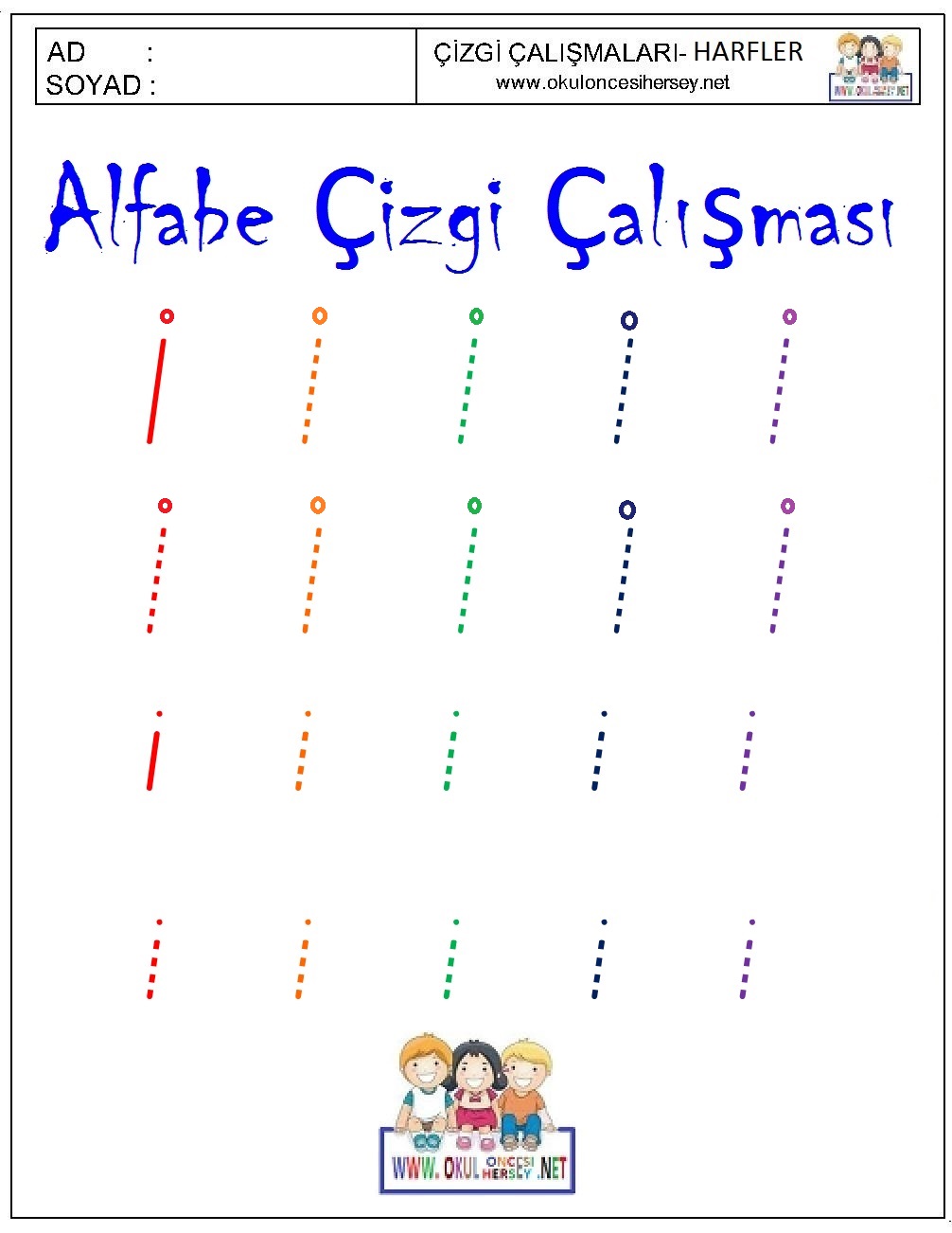 okul öncesi çizgi çalışmaları