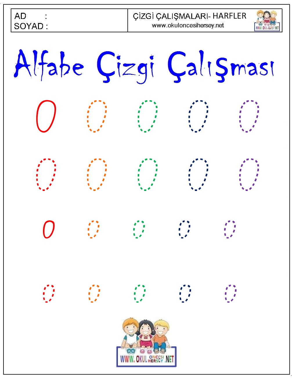 okul öncesi çizgi çalışmaları