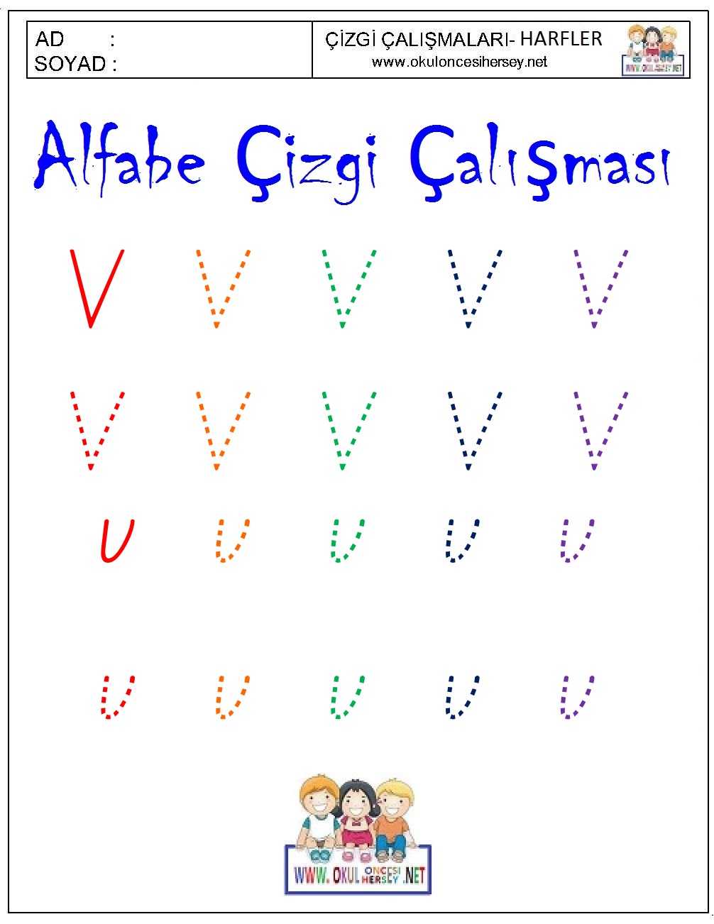 okul öncesi çizgi çalışmaları