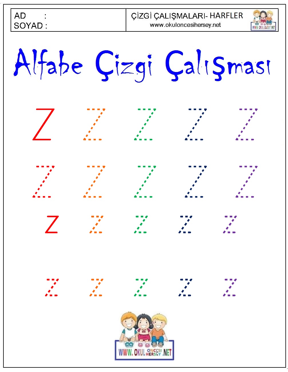 okul öncesi çizgi çalışmaları