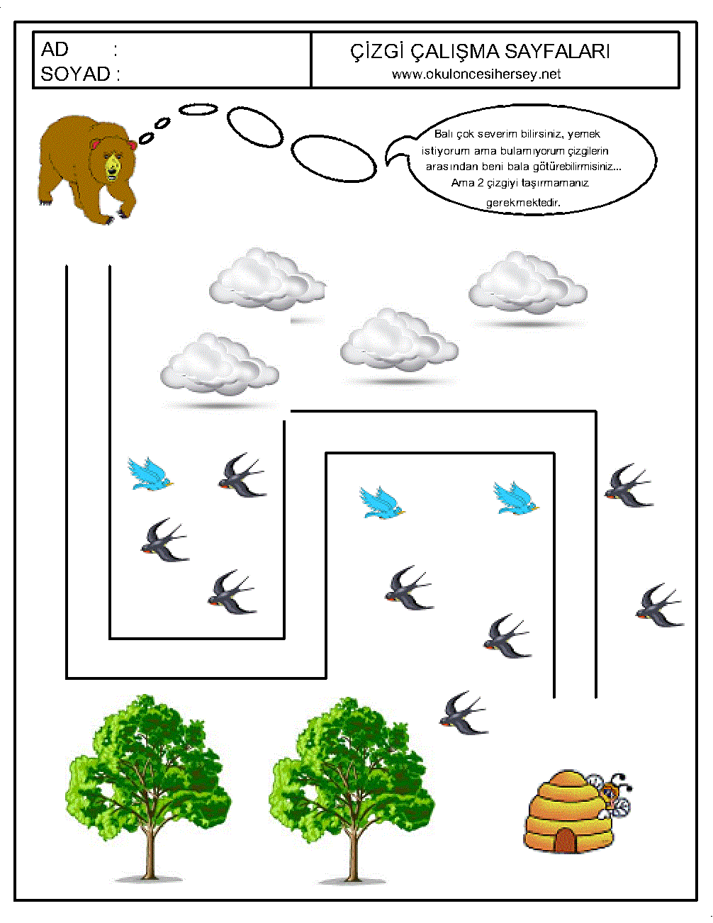 okul öncesi çizgi çalışmaları