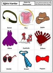 Okul öncesi Giyim ve Aksesuarlar eğitici kartları