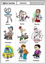 Okul öncesi Meslekler eğitici kartları