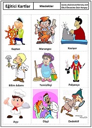 Okul öncesi Meslekler eğitici kartları