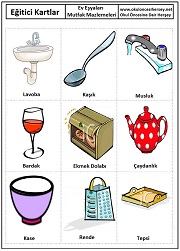 Okul öncesi Mutfak Malzemeleri eğitici kartları