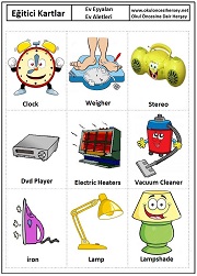 Okul öncesi Ev Aletleri eğitici kartları