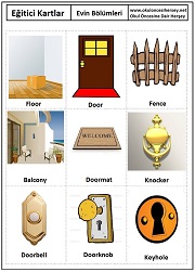 Okul öncesi Evin Bölümleri eğitici kartları