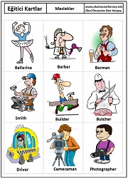 Okul öncesi Meslekler eğitici kartları