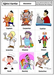 Okul öncesi Meslekler eğitici kartları