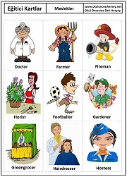 Okul öncesi Meslekler eğitici kartları