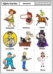 Okul öncesi Meslekler eğitici kartları