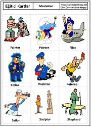 Okul öncesi Meslekler eğitici kartları