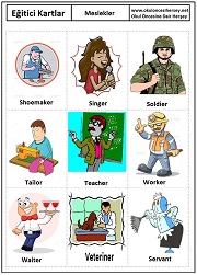 Okul öncesi Meslekler eğitici kartları