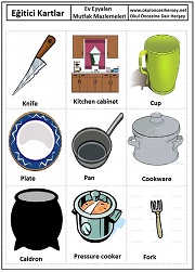 Okul öncesi Mutfak Malzemeleri eğitici kartları