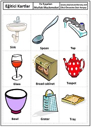 Okul öncesi Mutfak Malzemeleri eğitici kartları