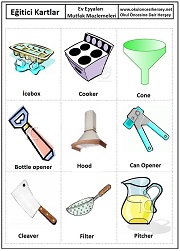 Okul öncesi Mutfak Malzemeleri eğitici kartları