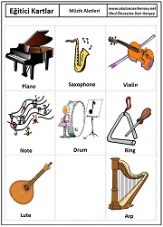 Okul öncesi Müzik Aletleri eğitici kartları