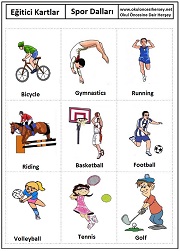 Okul öncesi Spor Dalları eğitici kartları