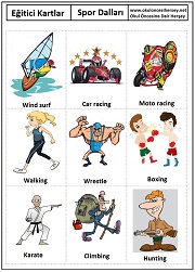 Okul öncesi Spor Dalları eğitici kartları