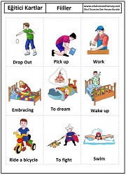 Okul öncesi fiiller eğitici kartları