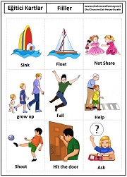 Okul öncesi fiiller eğitici kartları