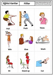Okul öncesi fiiller eğitici kartları