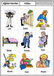 Okul öncesi fiiller eğitici kartları