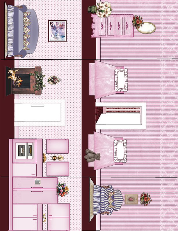Çocuklar İçin  Barbie Evi Hazır Maket Şablonları  