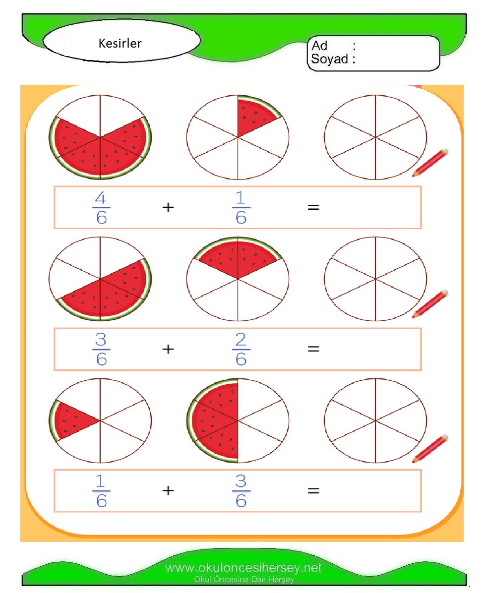 Kesirler Çalışma Sayfaları