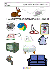eşyalar çalışma sayfaları