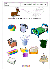 okul öncesi çocuklar için kavram gelişim çalışmaları eşyaları kullanıldıkları yer ile eşleştir
