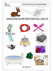 çocukar için eşyalar çalışma sayfaları