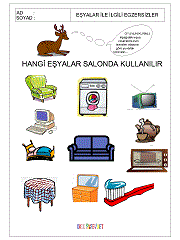 hangi odanın eşyaları çalışma sayfaları