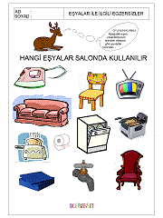okul öncesi eşya kavramı çalışma sayfaları