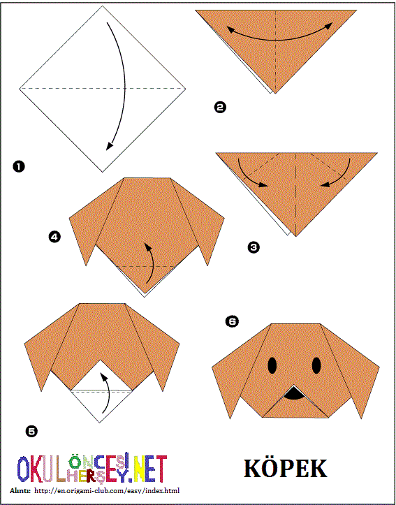 Оригами собака схема сложная