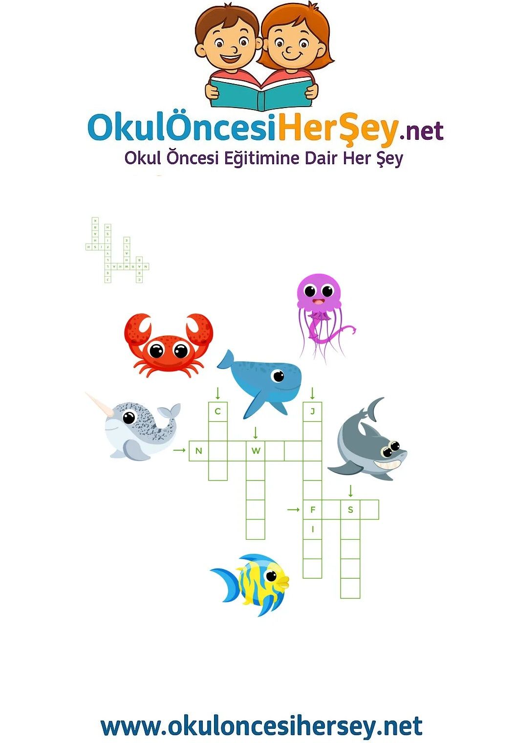 Çocuklar İçin   Crossword Bulmaca  