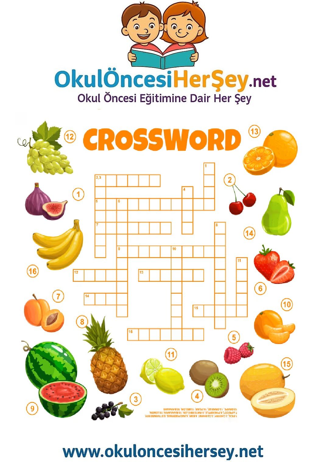 Çocuklar İçin   Crossword Bulmaca  