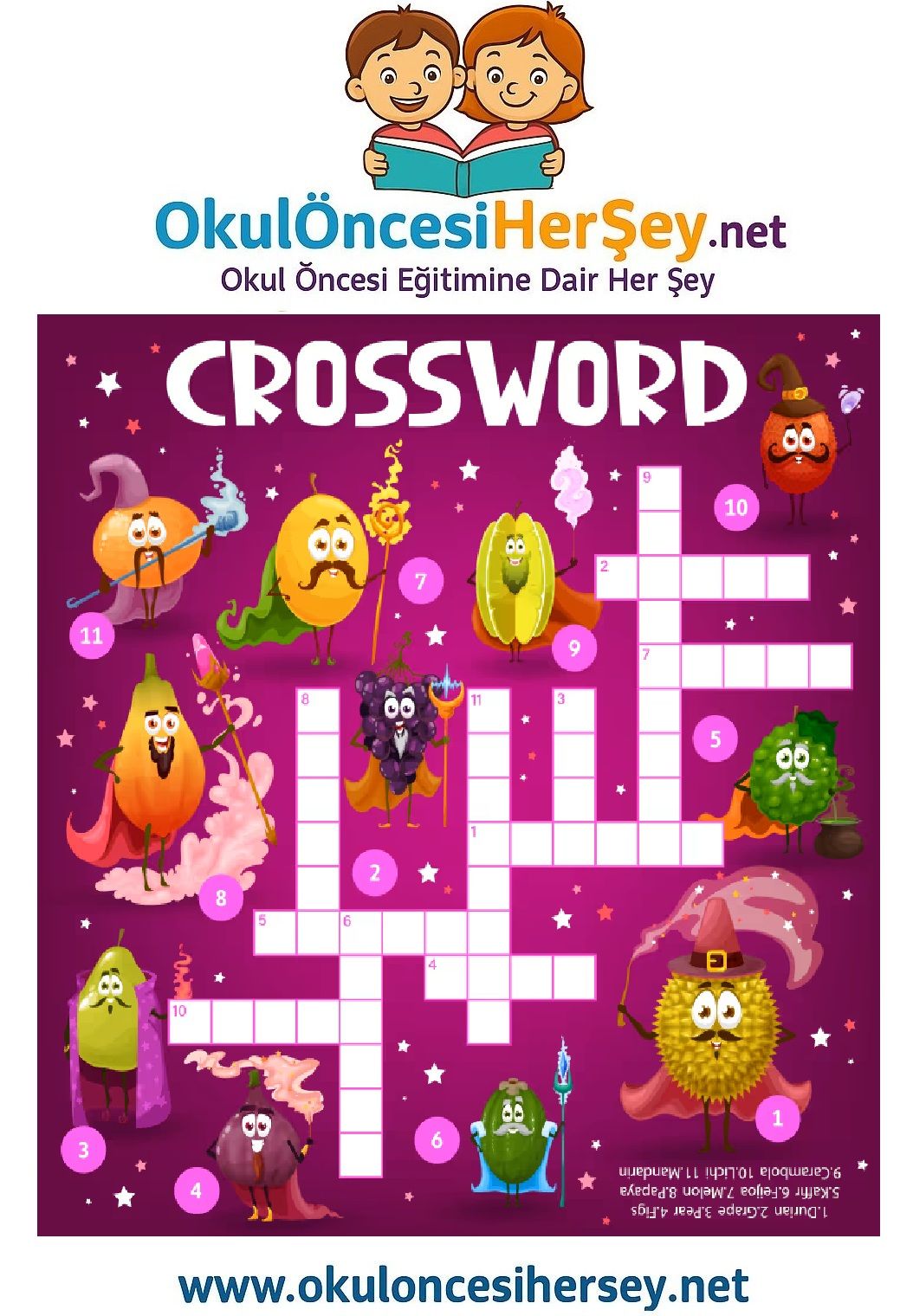 Çocuklar İçin   Crossword Bulmaca  
