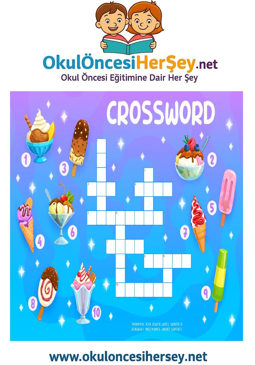 Çocuklar İçin   Crossword Bulmaca  
