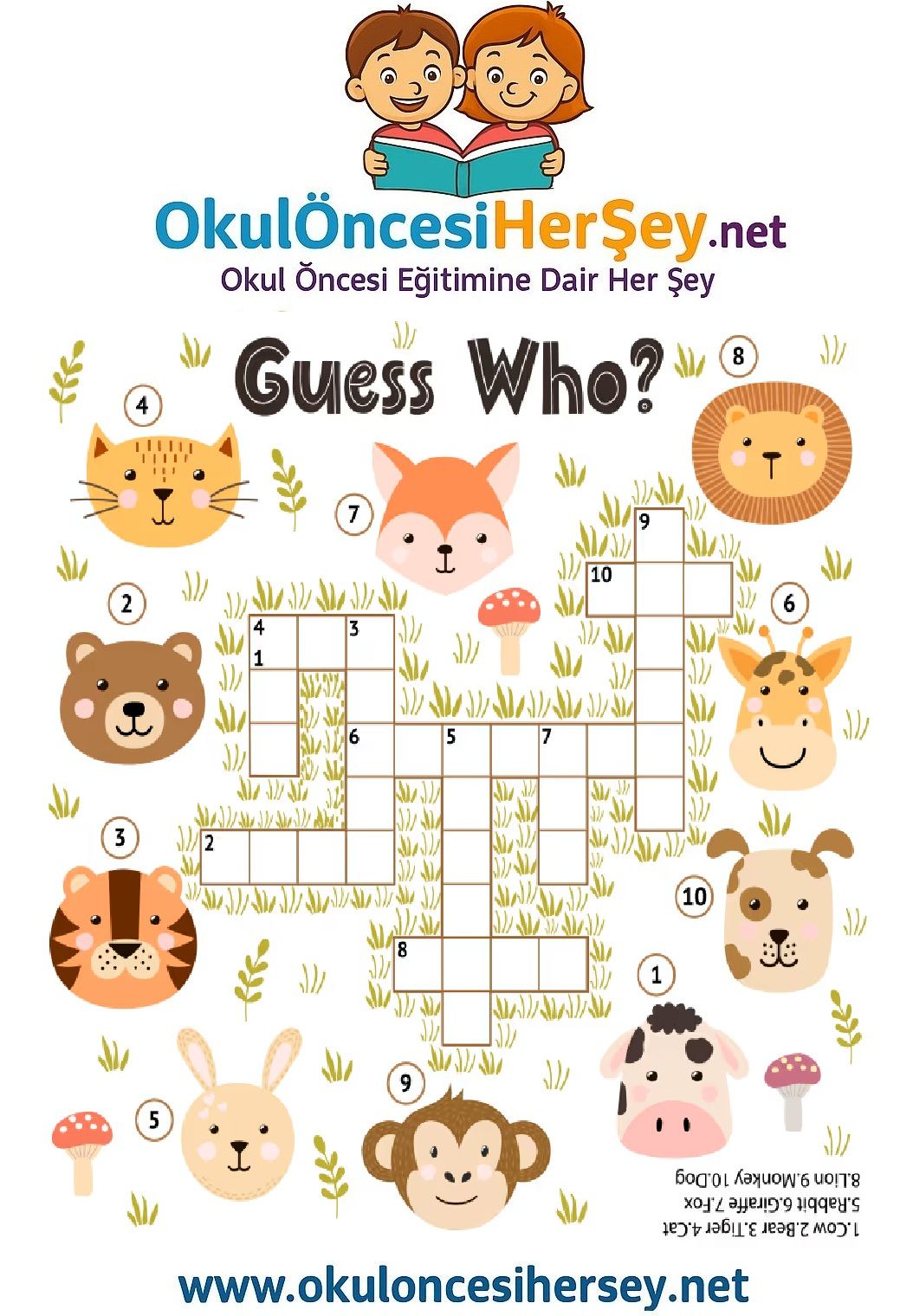 Çocuklar İçin   Crossword Bulmaca  
