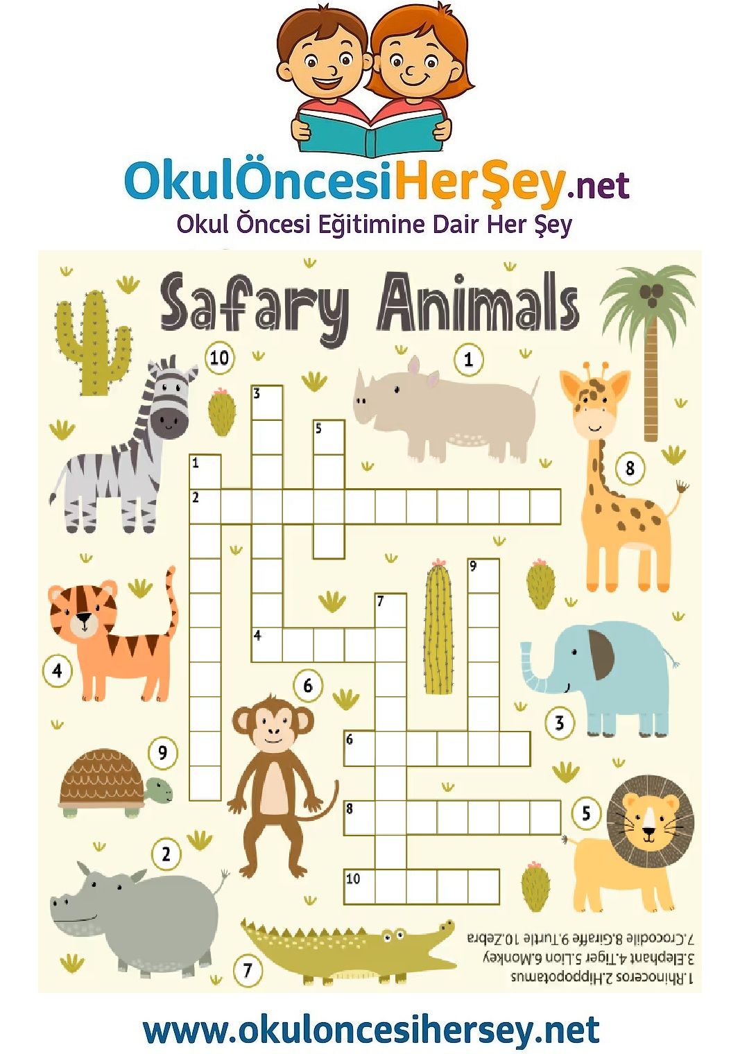 Çocuklar İçin   Crossword Bulmaca  