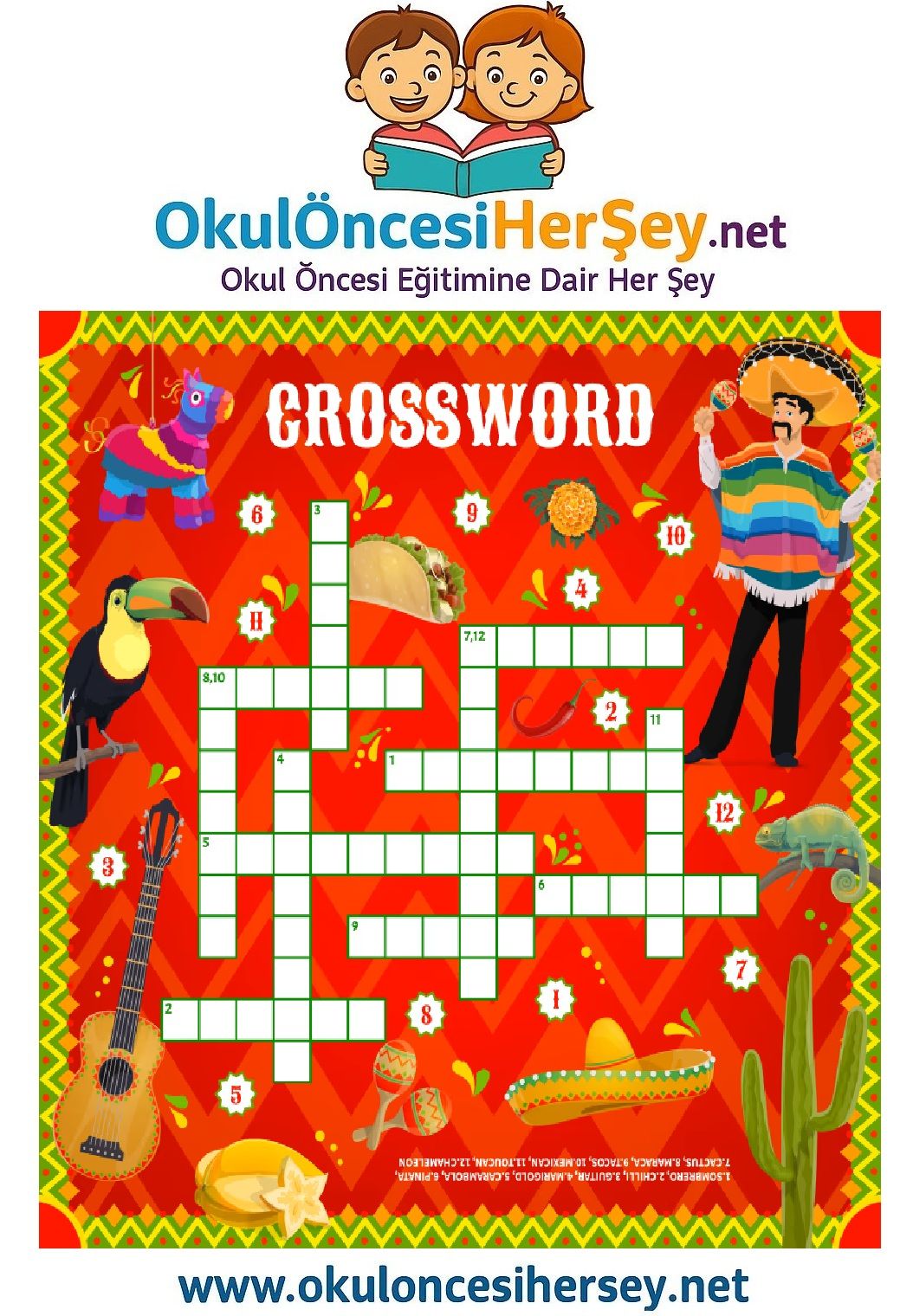 Çocuklar İçin   Crossword Bulmaca  