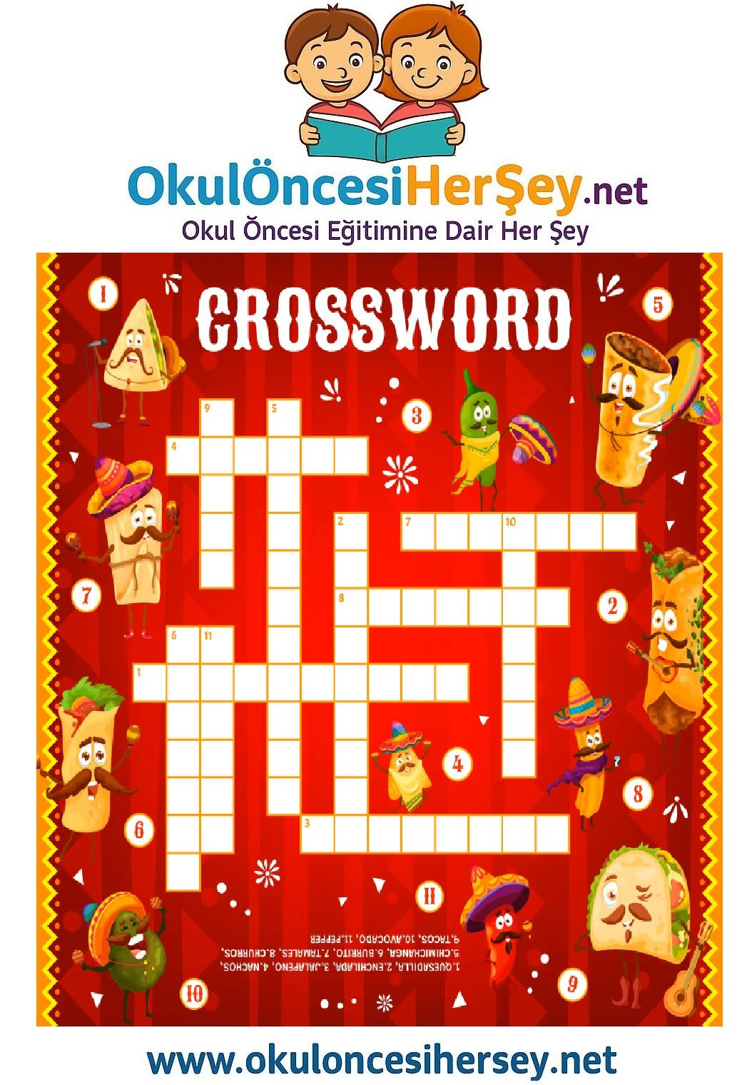 Çocuklar İçin   Crossword Bulmaca  