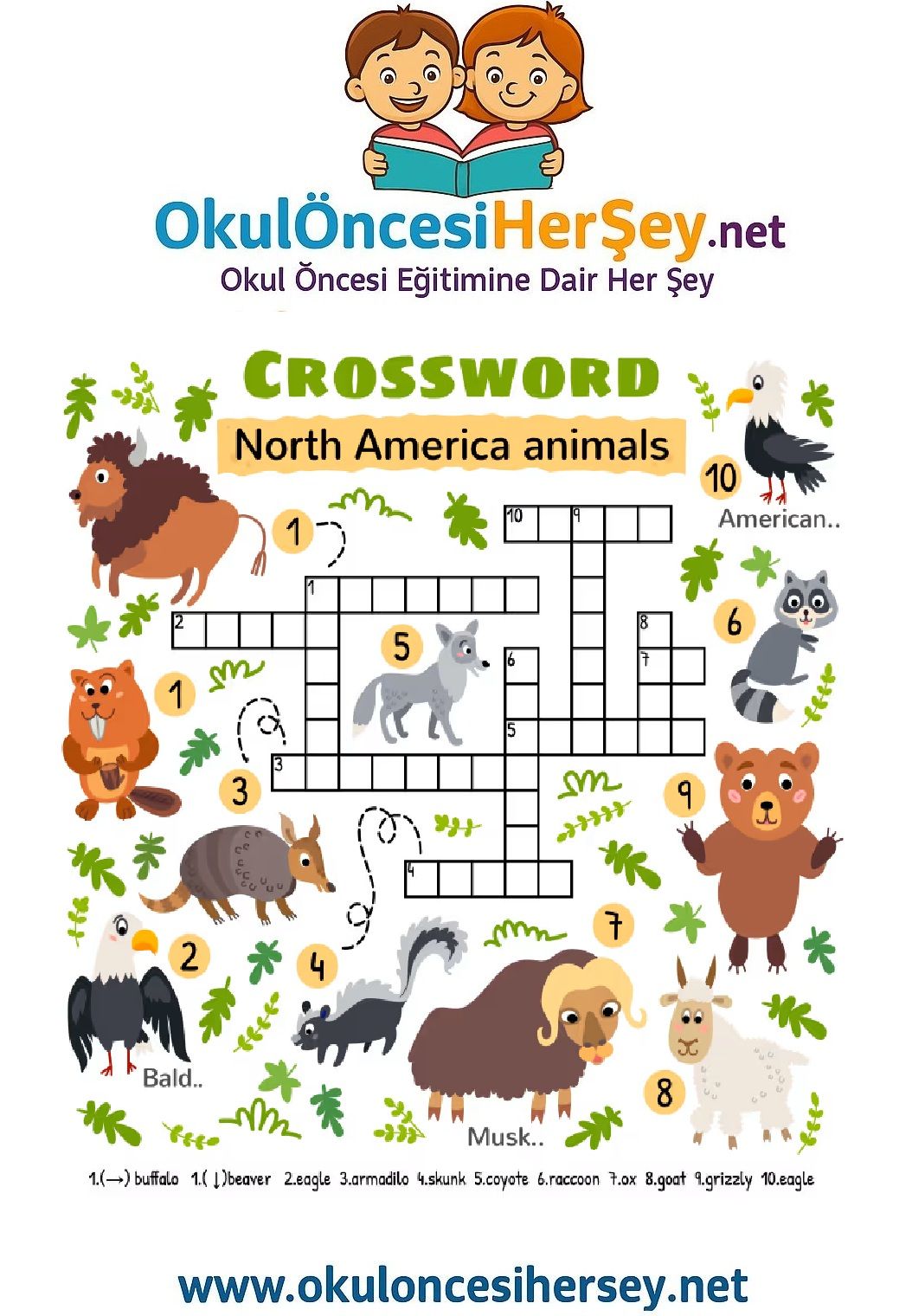 Çocuklar İçin   Crossword Bulmaca  