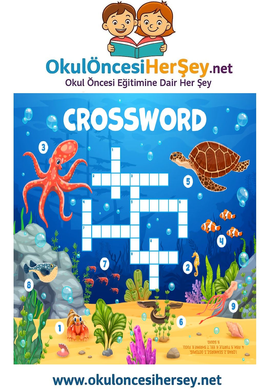 Çocuklar İçin   Crossword Bulmaca  