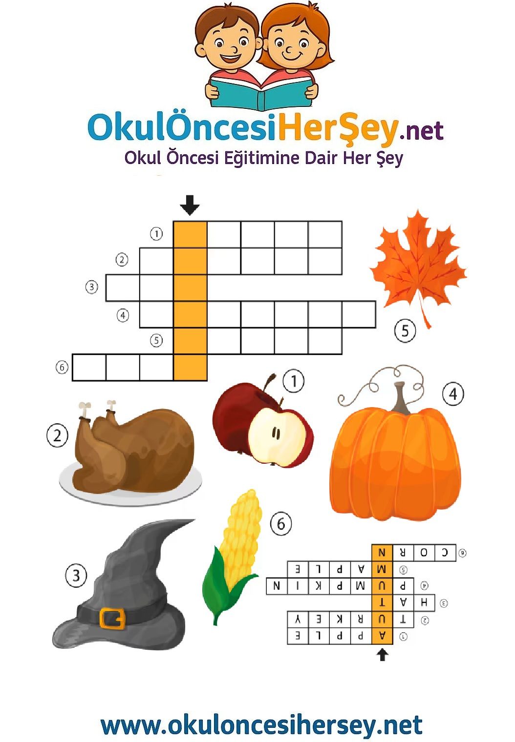 Çocuklar İçin   Crossword Bulmaca  