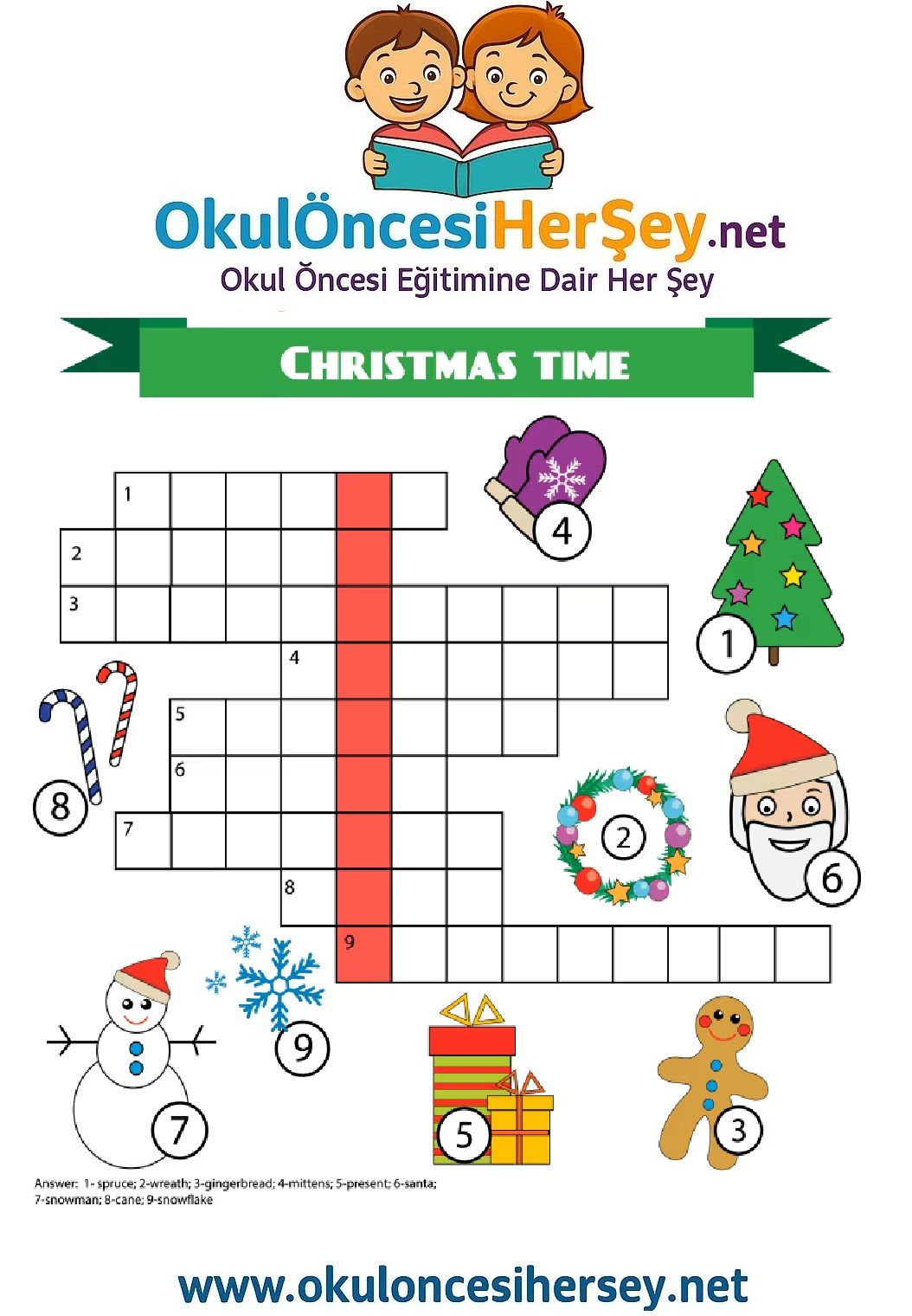 Çocuklar İçin   Crossword Bulmaca  