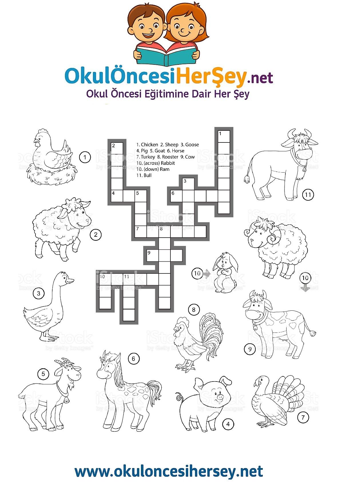 Çocuklar İçin   Crossword Bulmaca  