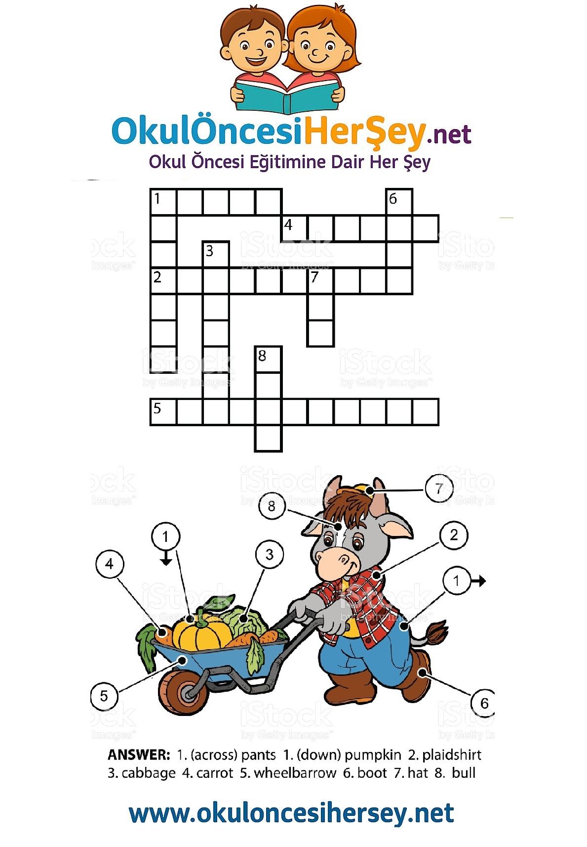Çocuklar İçin   Crossword Bulmaca  