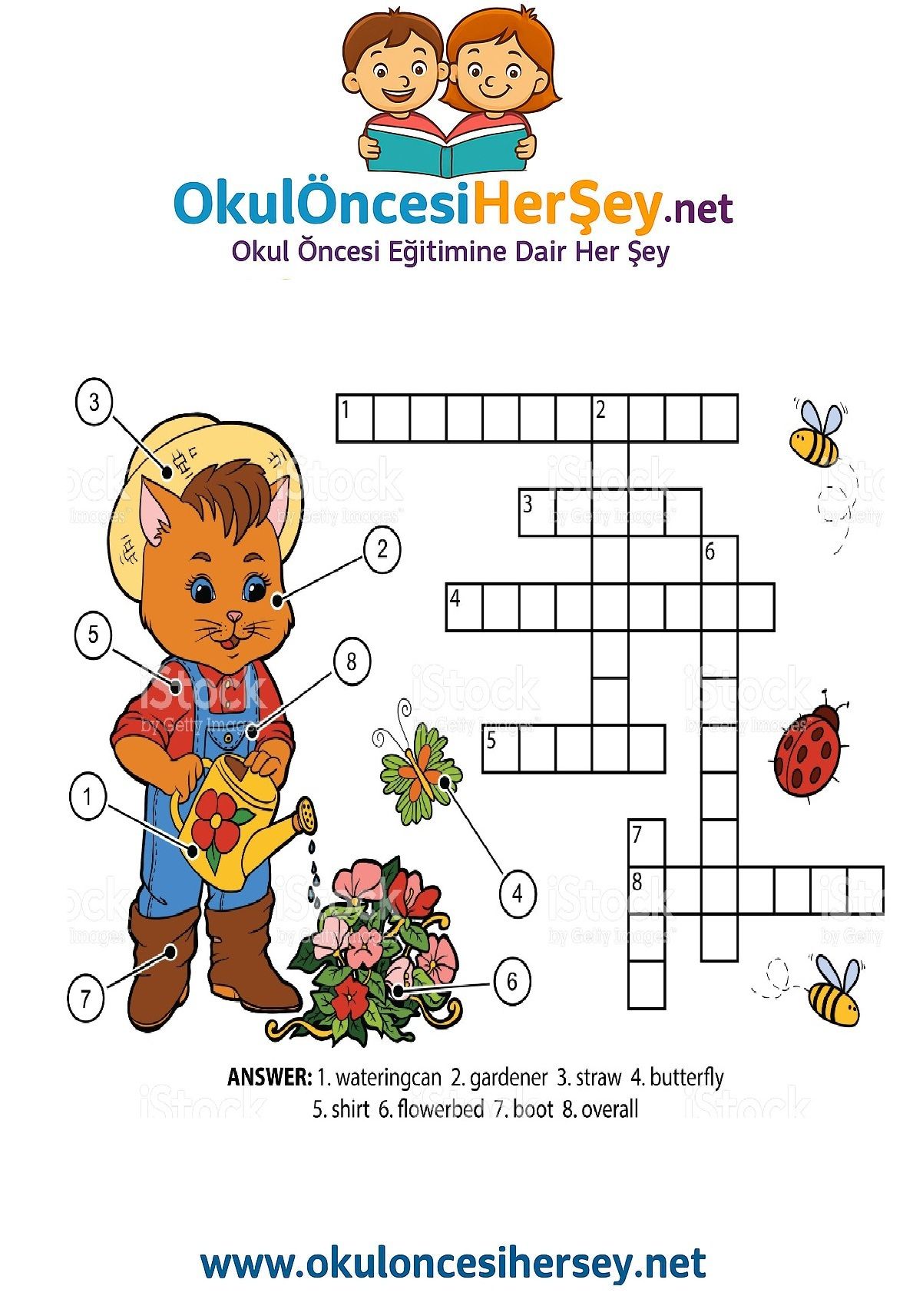 Çocuklar İçin   Crossword Bulmaca  